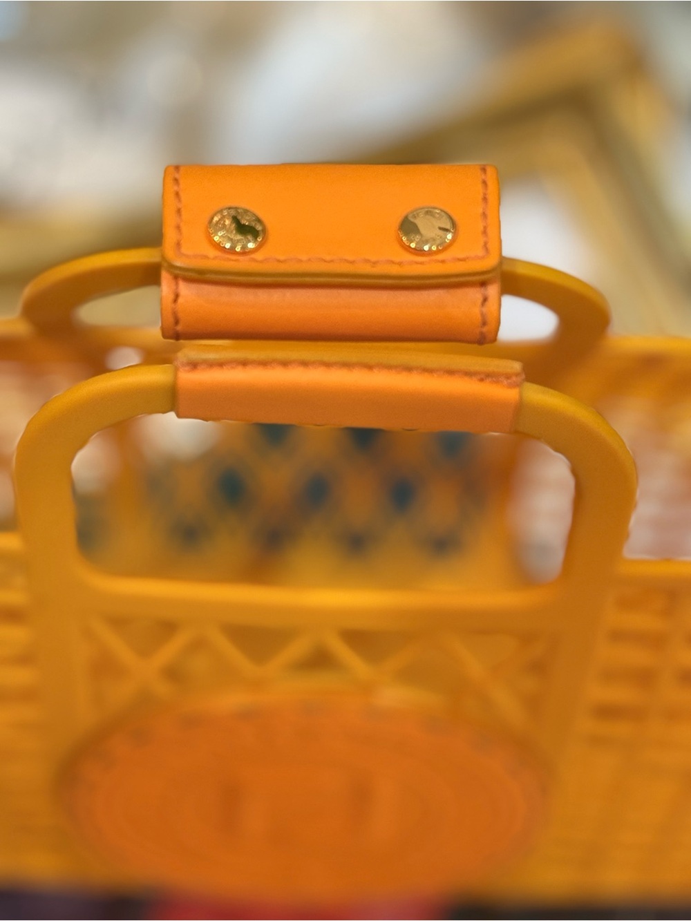 Fendi Yellow-Orange Lattice Logo Tote - Picture 12 of 14